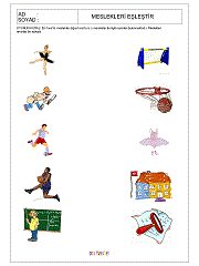 okul öncesi çocuklar için meslekler ile kullandıkları malzemeleri eşleştirme çalışma sayfaları